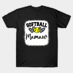 Personalized Softball Heart Tee Cute Mamaw Women Softball T-Shirt